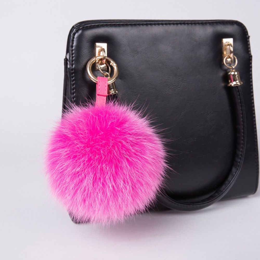 Puff pompom ball keychain- KC001 Rose